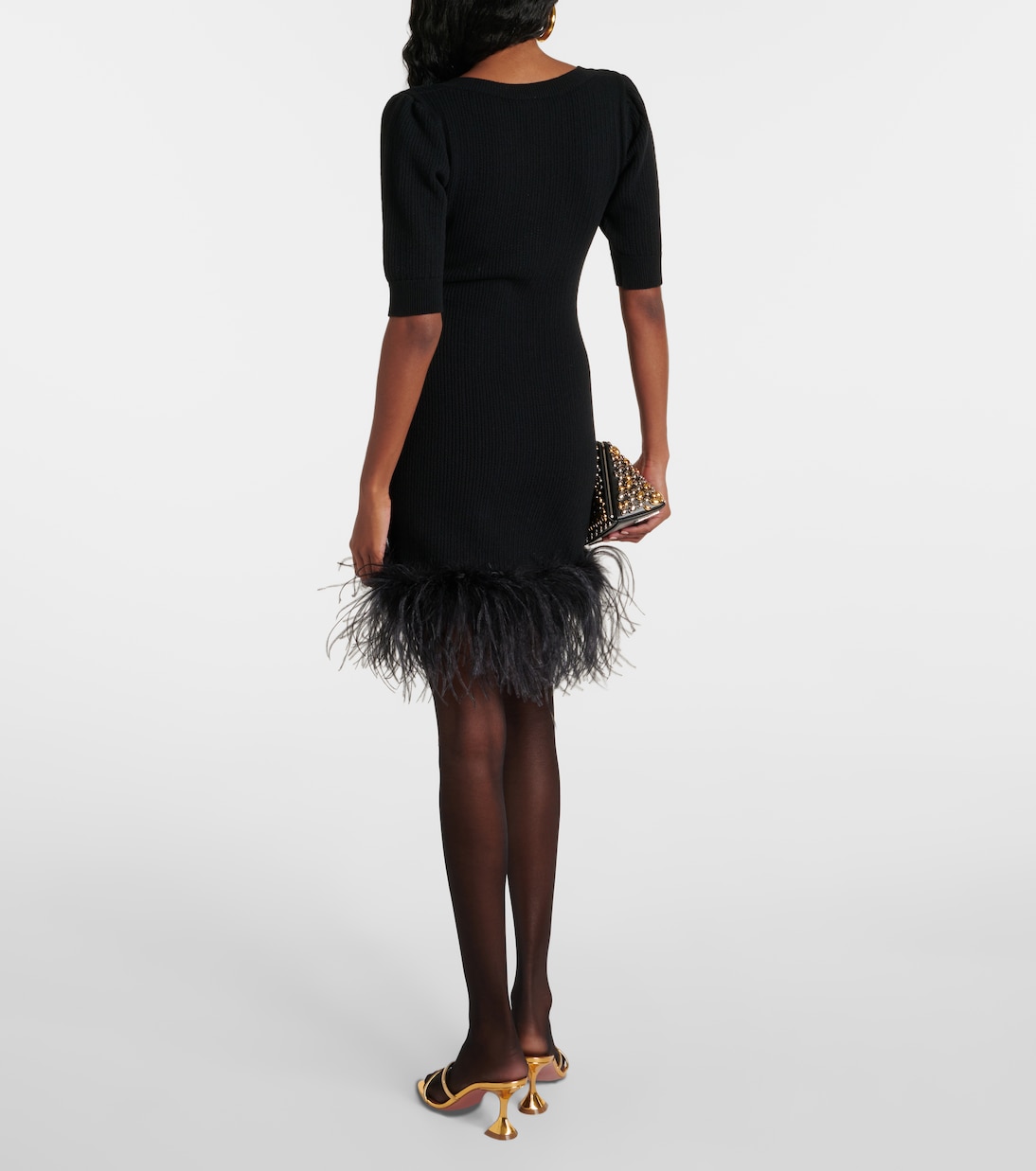 Minikleid aus Wolle mit Federn | Alessandra Rich