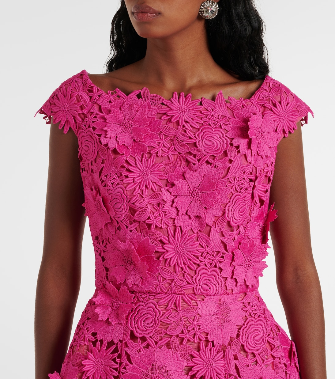 Abito midi pizzo guipure | Monique Lhuillier