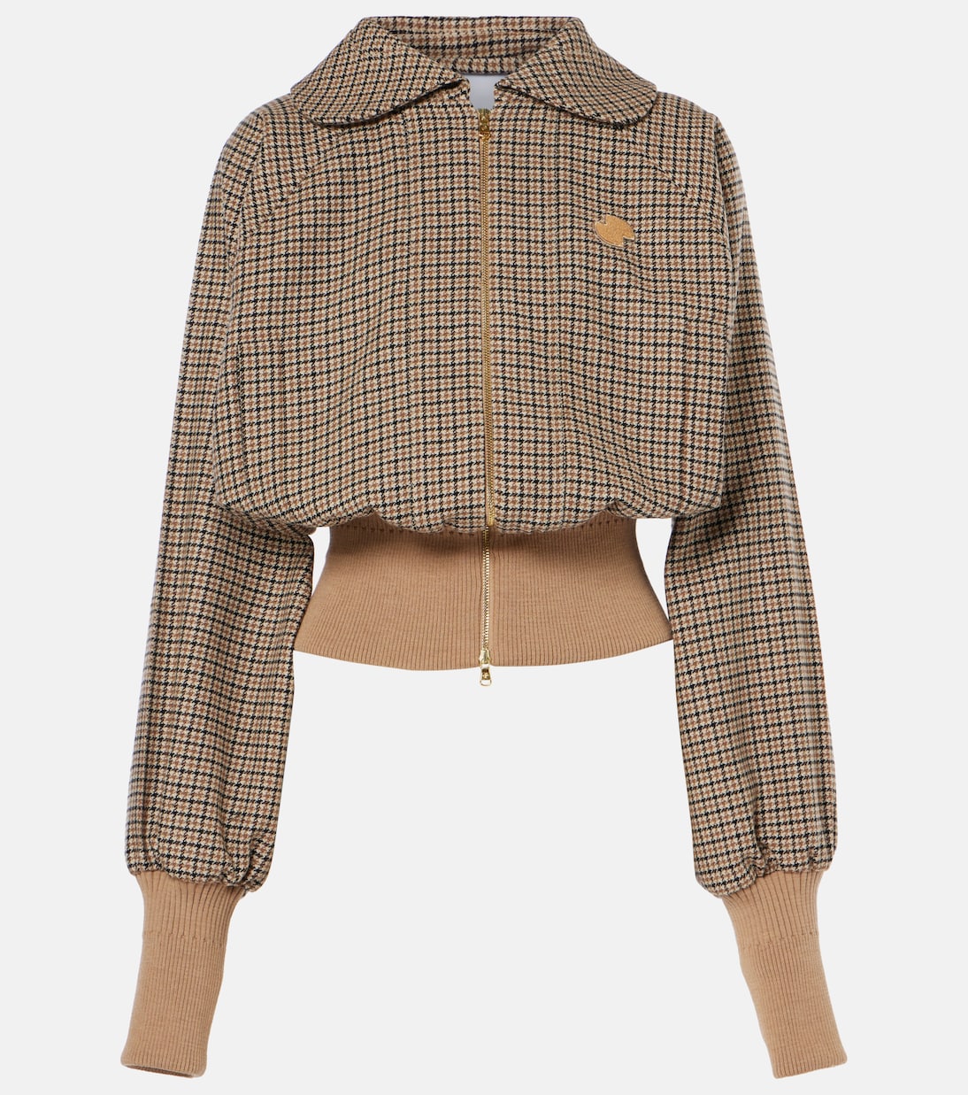 Houndstooth wool-blend flannel bomber jacket | Patou