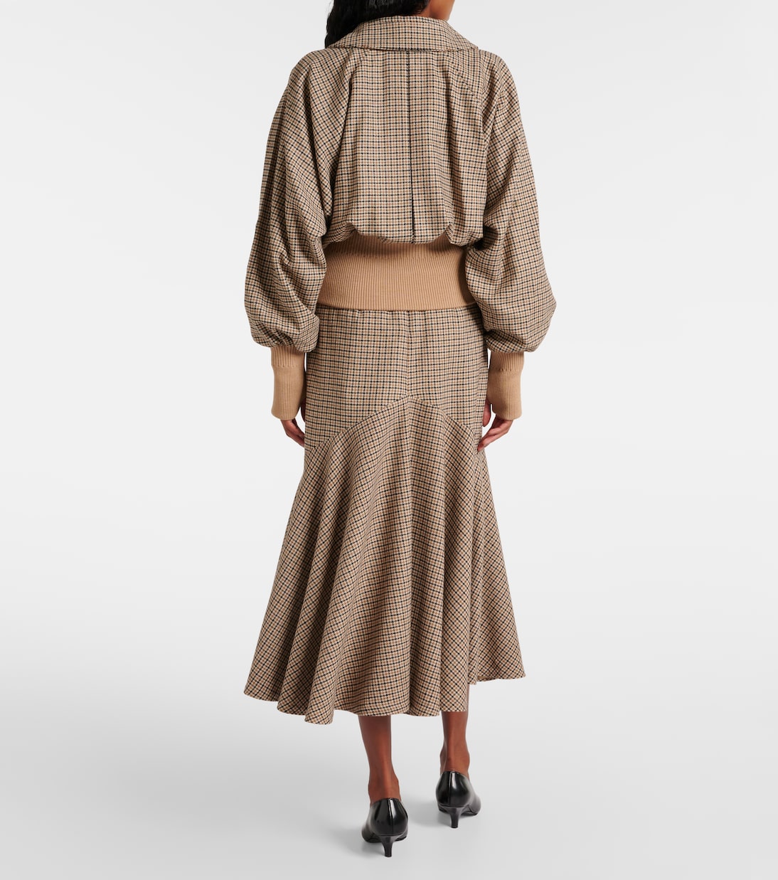 Houndstooth wool-blend flannel bomber jacket | Patou