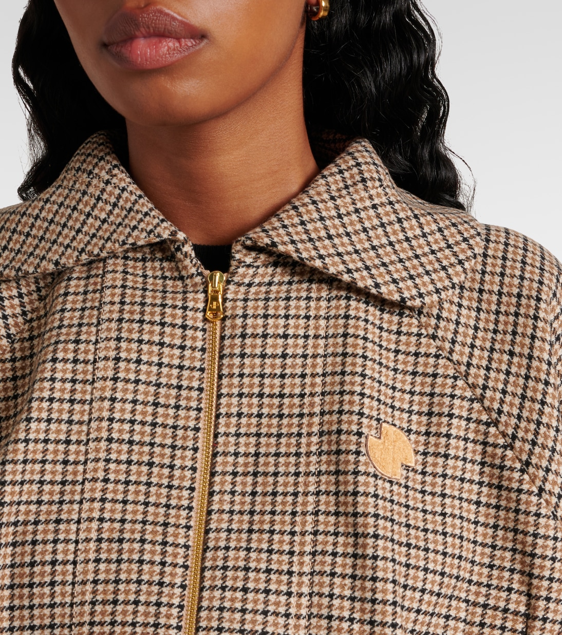 Houndstooth wool-blend flannel bomber jacket | Patou