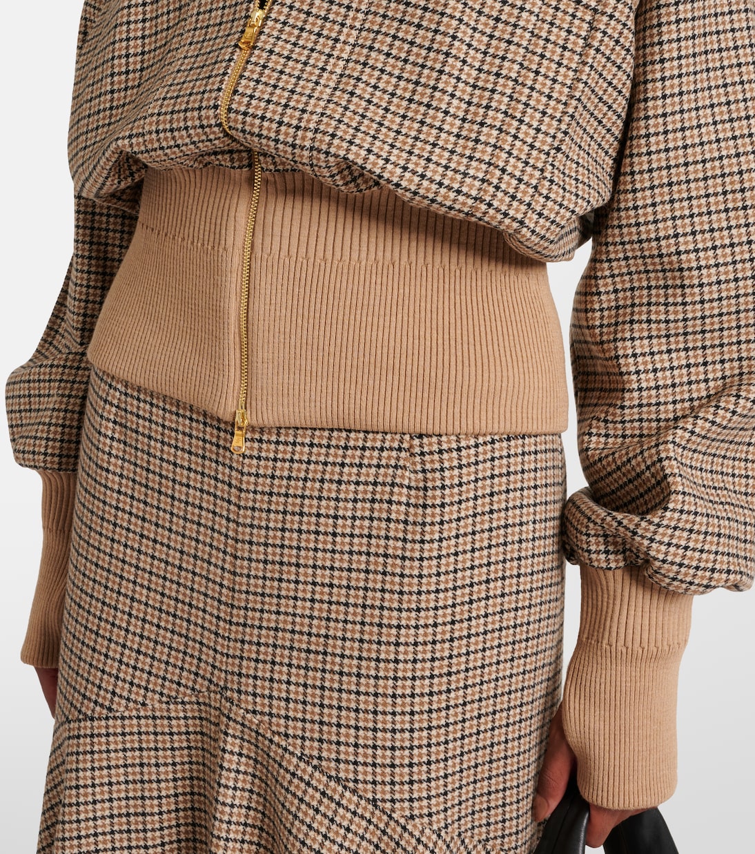 Houndstooth wool-blend flannel bomber jacket | Patou