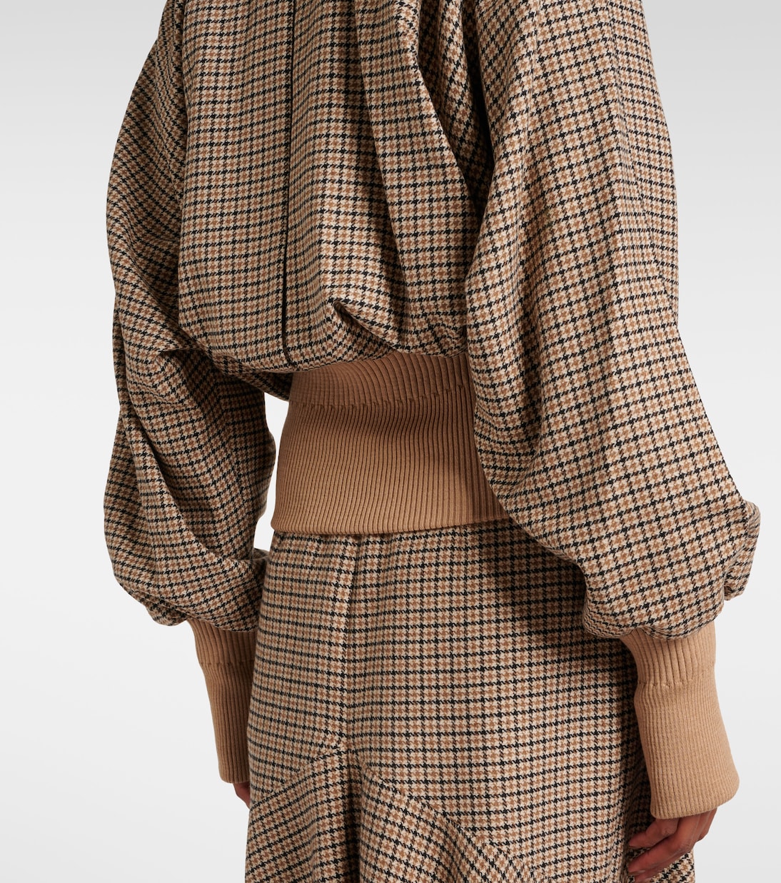Houndstooth wool-blend flannel bomber jacket | Patou