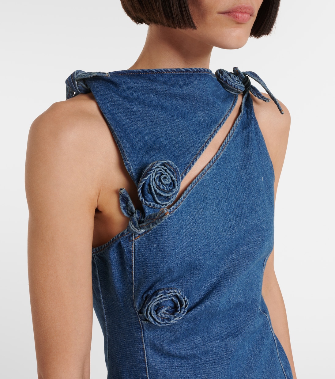 Robe asymétrique en jean à fleurs | Coperni