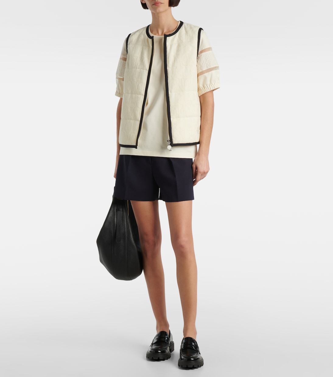 T-shirt in cotone con pizzo | Moncler