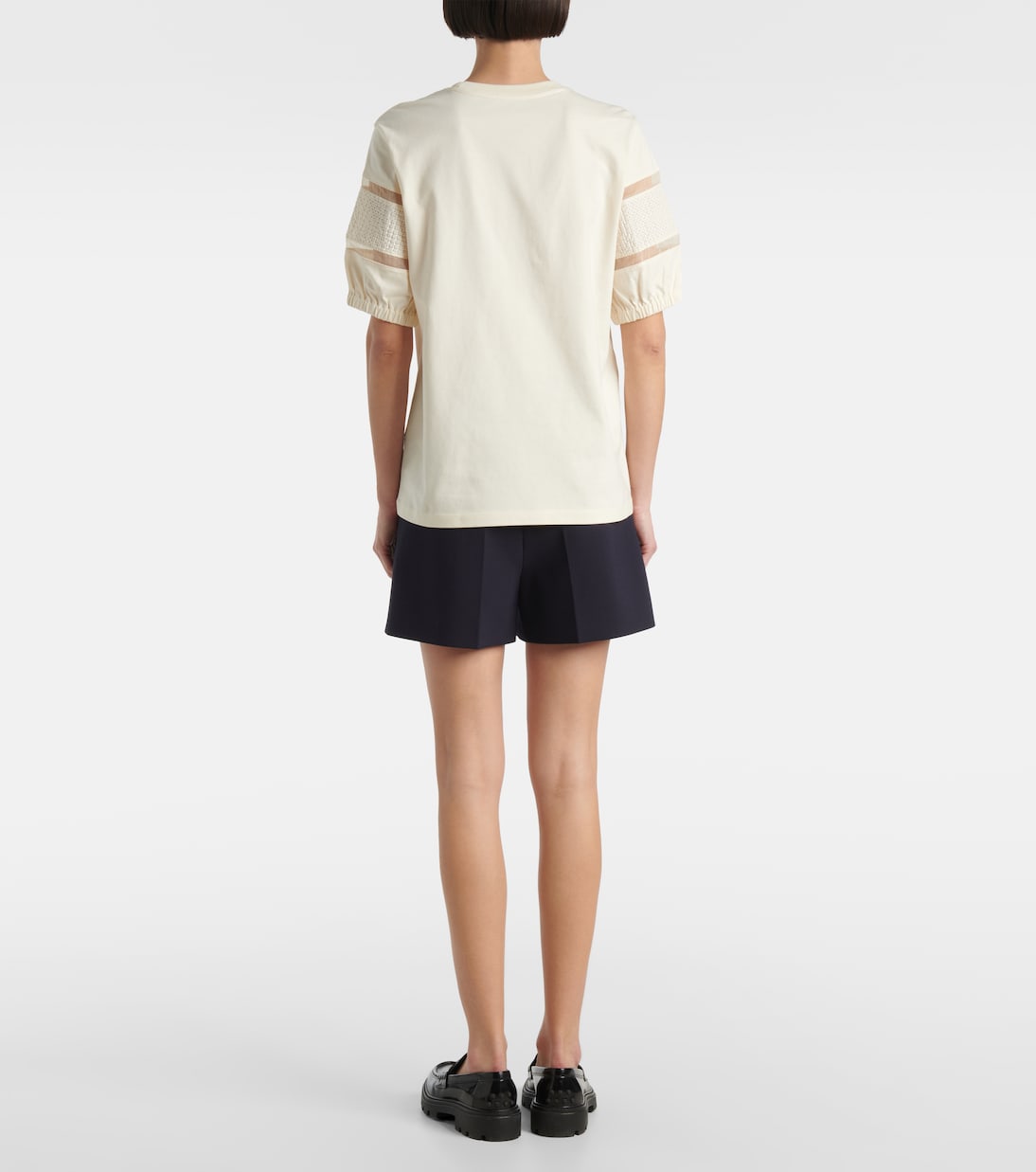 T-shirt in cotone con pizzo | Moncler