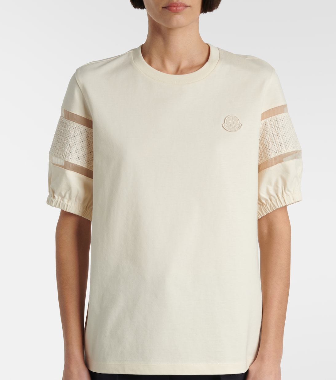 T-shirt in cotone con pizzo | Moncler