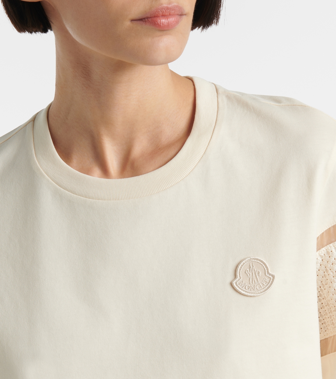 T-shirt in cotone con pizzo | Moncler