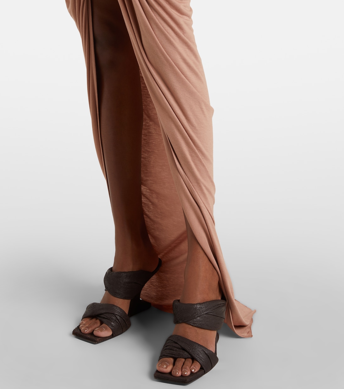 Falda larga asimétrica de jersey fruncido | Rick Owens