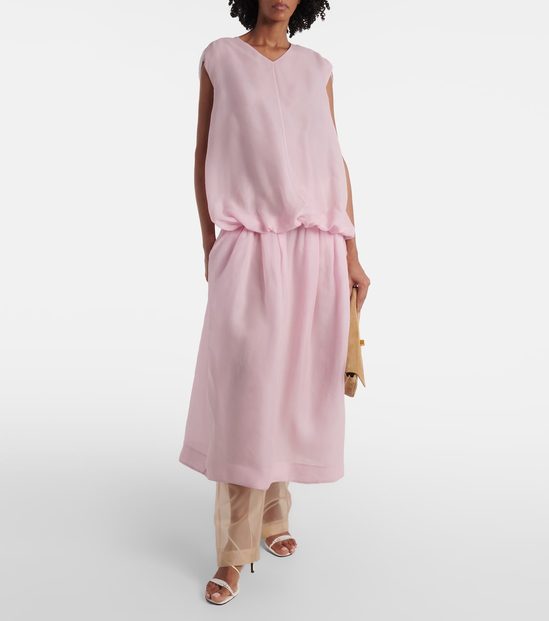 Pantaloni a gamba larga Trenton in organza di seta | Khaite