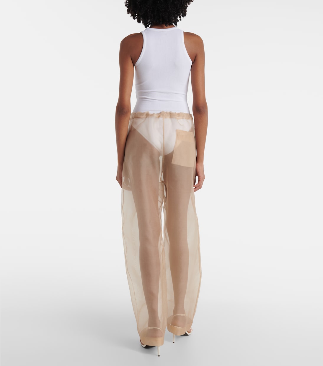 Pantaloni a gamba larga Trenton in organza di seta | Khaite