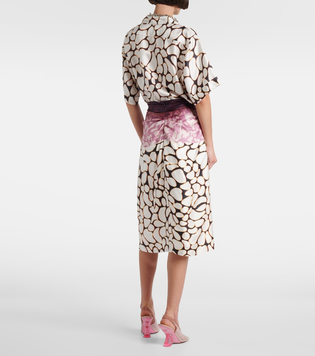 Falda midi de seda estampada | Dries Van Noten