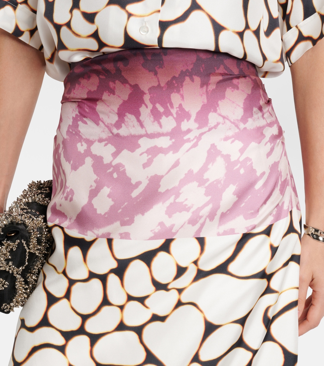 Falda midi de seda estampada | Dries Van Noten