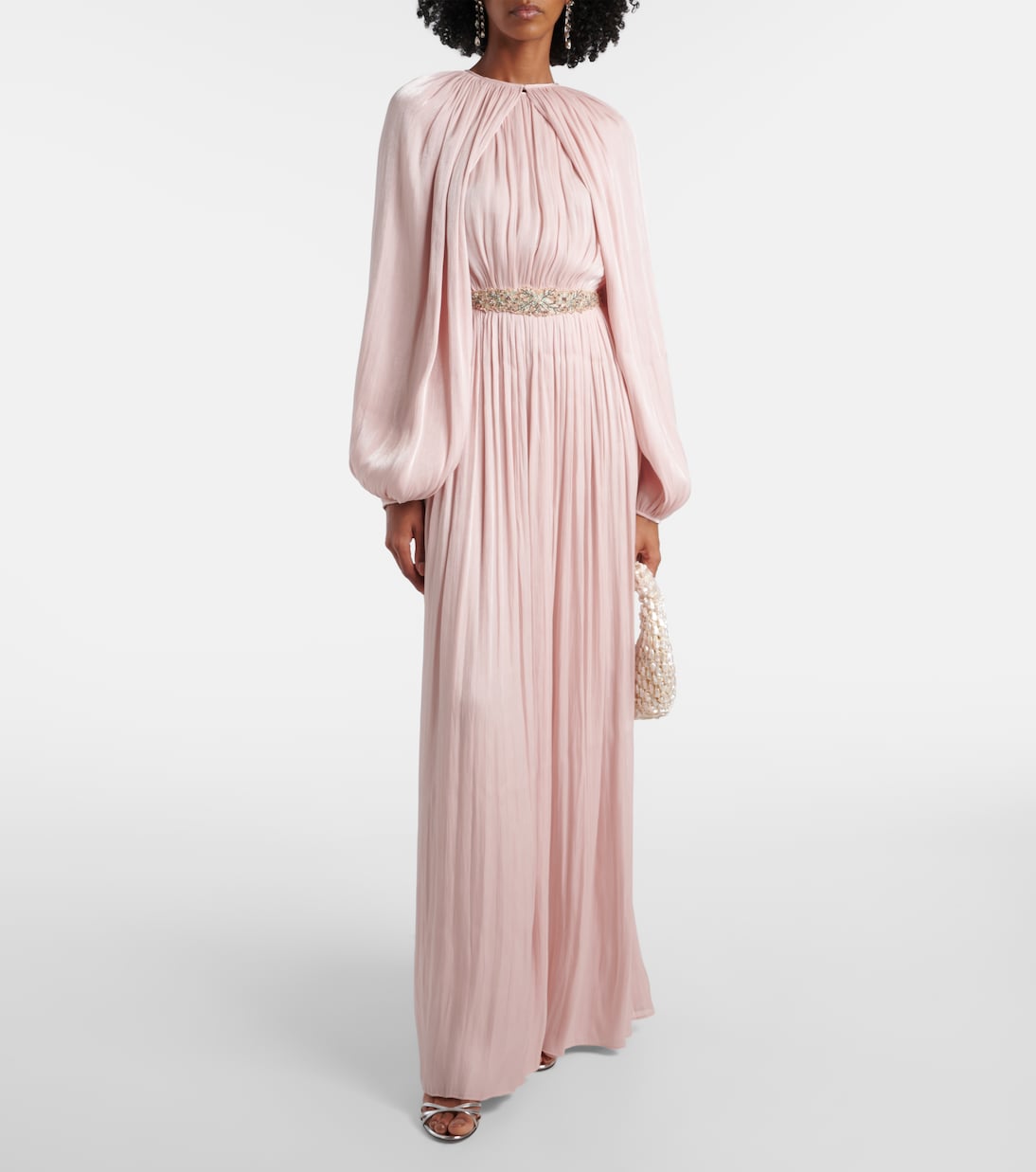 Jazmin georgette lamé jumpsuit | Costarellos
