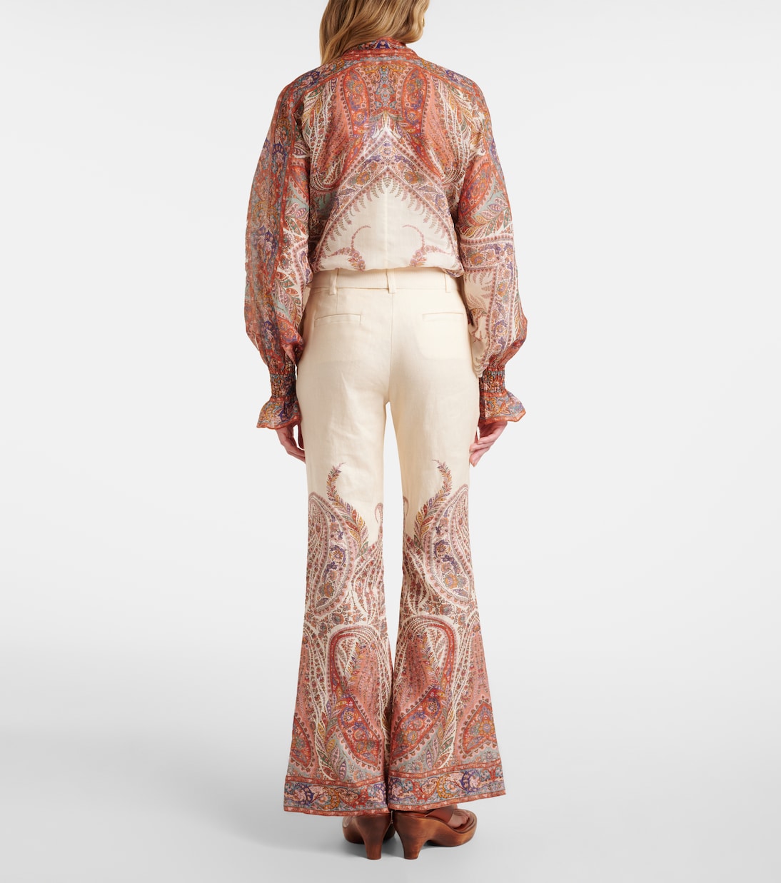 Paisley linen flared pants | Zimmermann