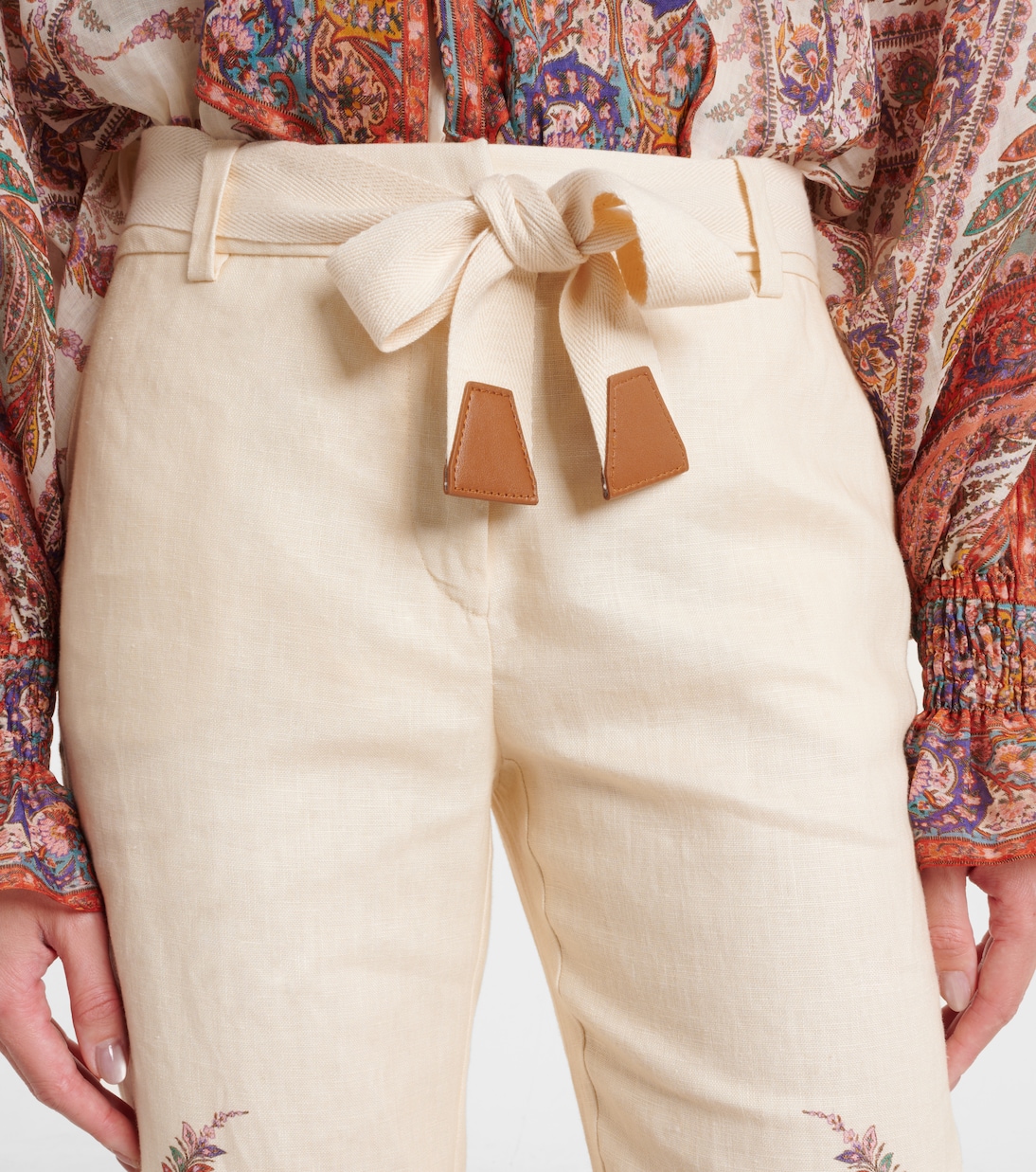 Paisley linen flared pants | Zimmermann