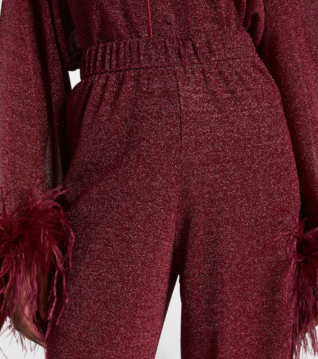Lumière feather-trimmed wide-leg pants | Oséree