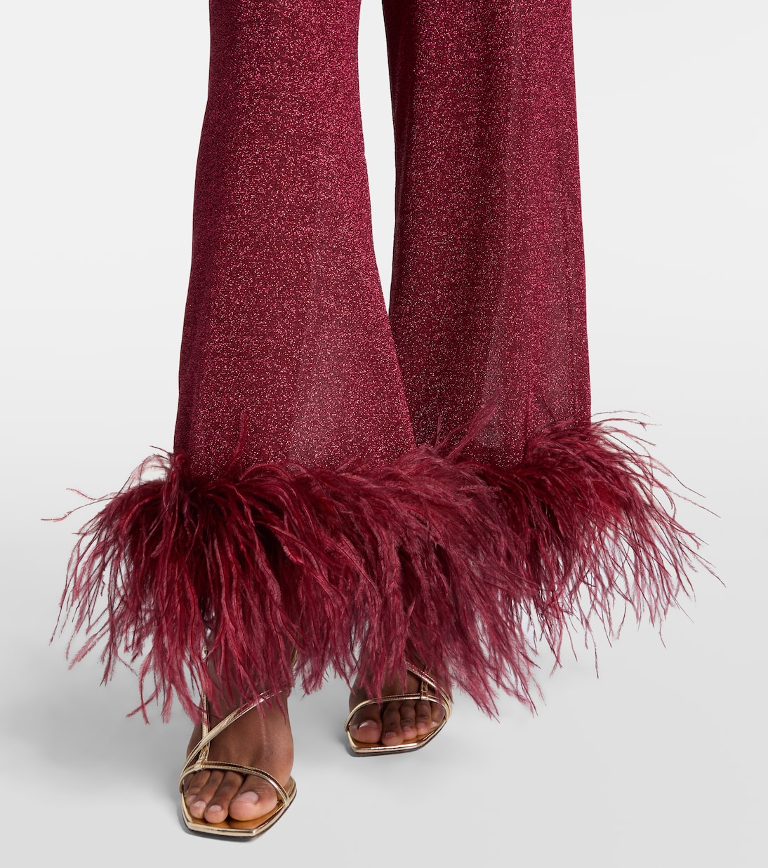 Lumière feather-trimmed wide-leg pants | Oséree