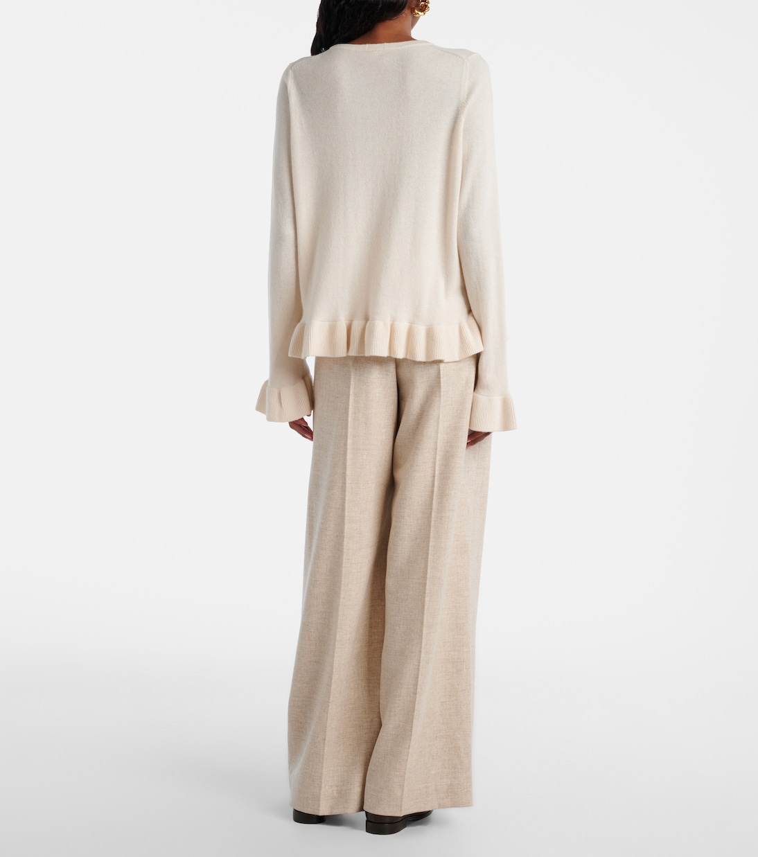 Pullover in lana e cashmere con volant | Jardin des Orangers