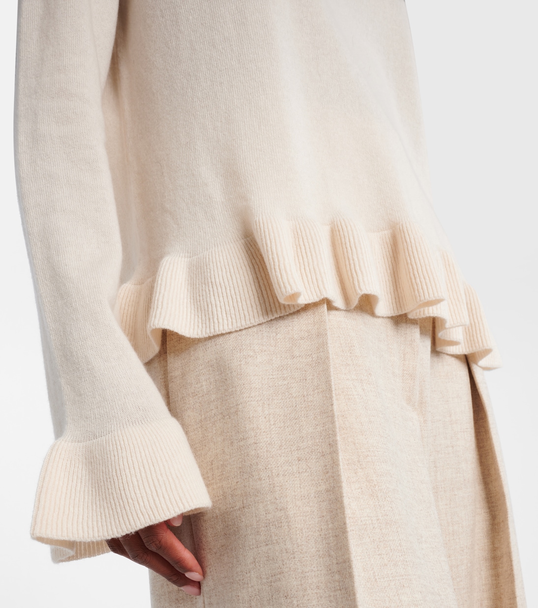 Pullover in lana e cashmere con volant | Jardin des Orangers