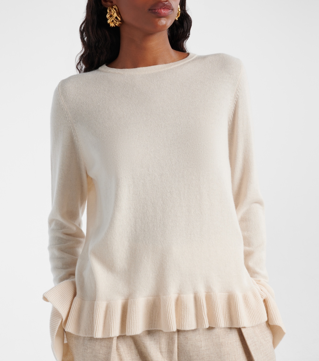 Pullover in lana e cashmere con volant | Jardin des Orangers