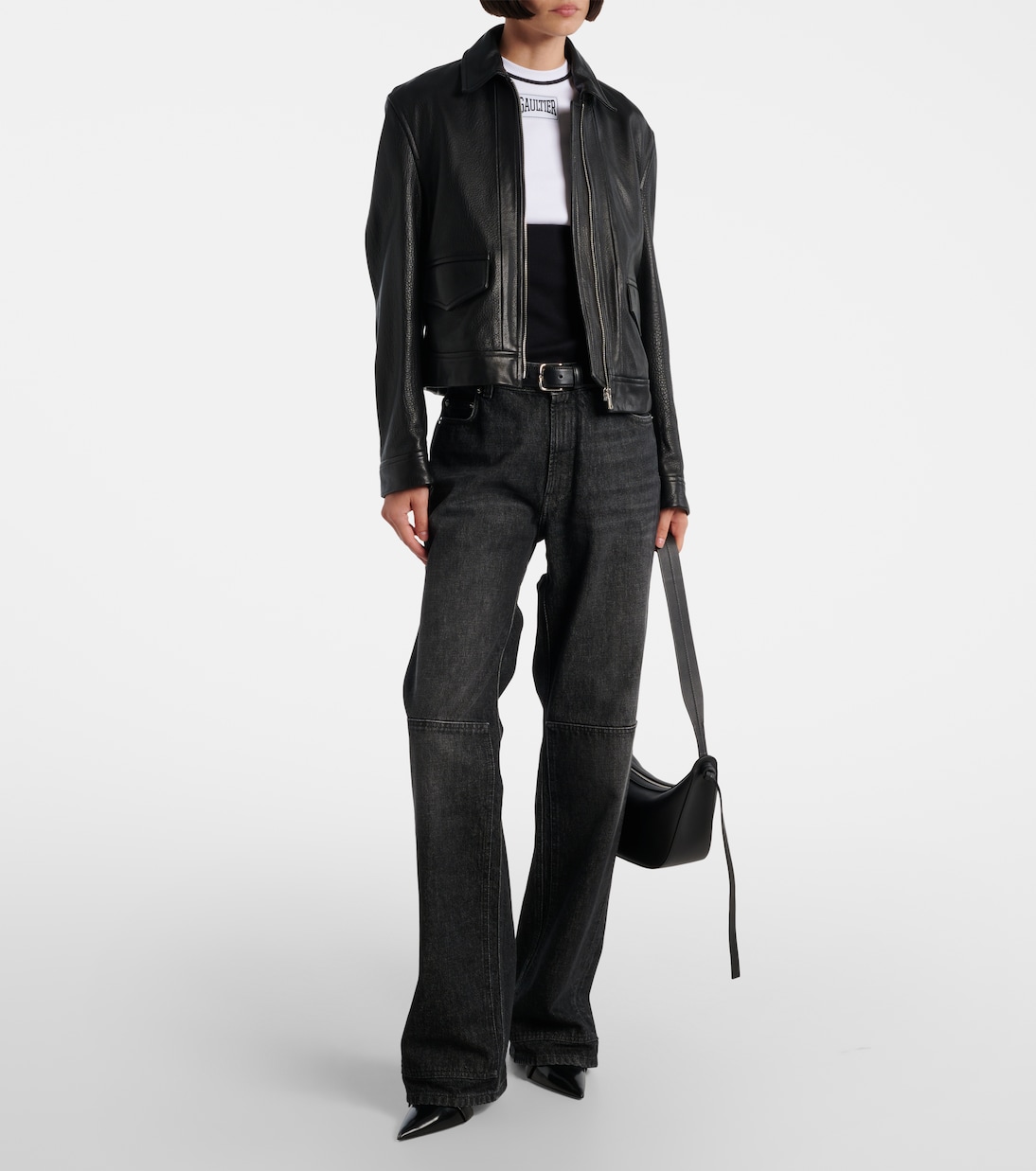 Jeans a gamba larga con cut-out e vita alta | Jean Paul Gaultier
