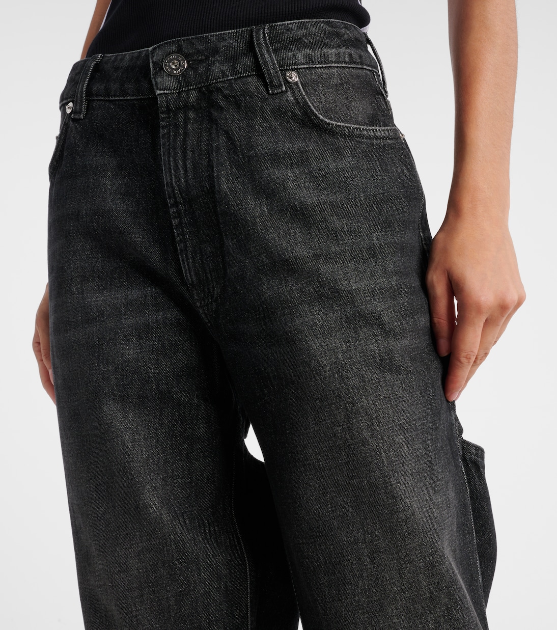 Jeans a gamba larga con cut-out e vita alta | Jean Paul Gaultier
