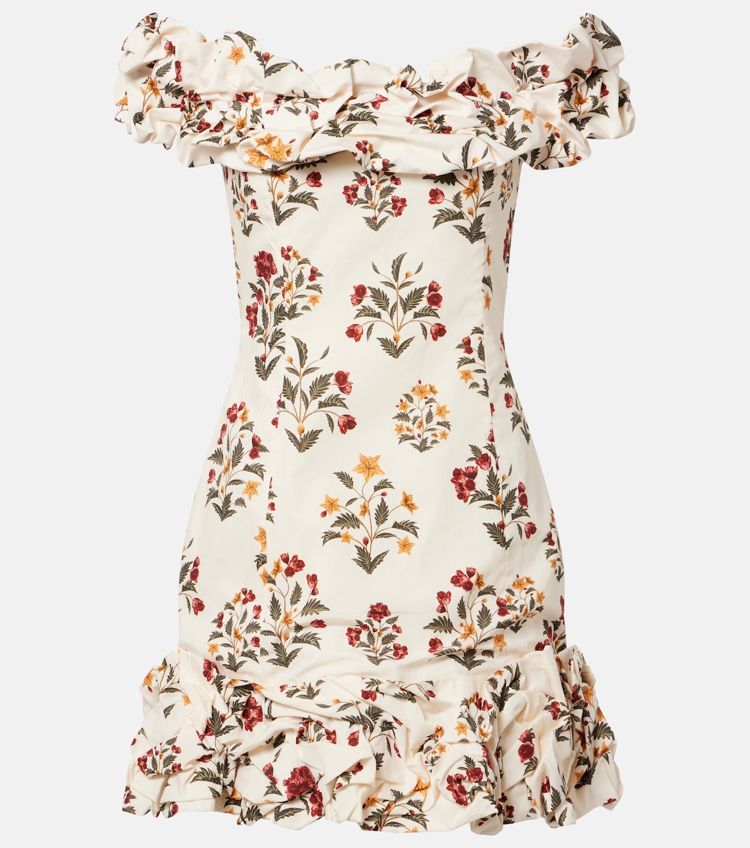 Vestido corto de algodón floral con volantes | Agua by Agua Bendita