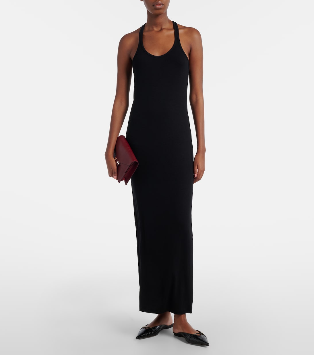 Ribbed-knit halterneck jersey maxi dress | Tom Ford