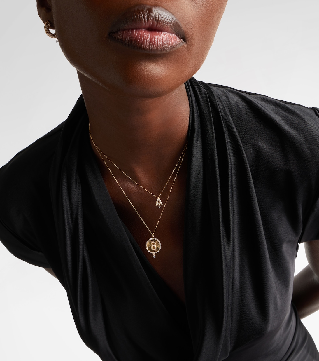 Alphabet A 18kt gold necklace with diamonds | Persée