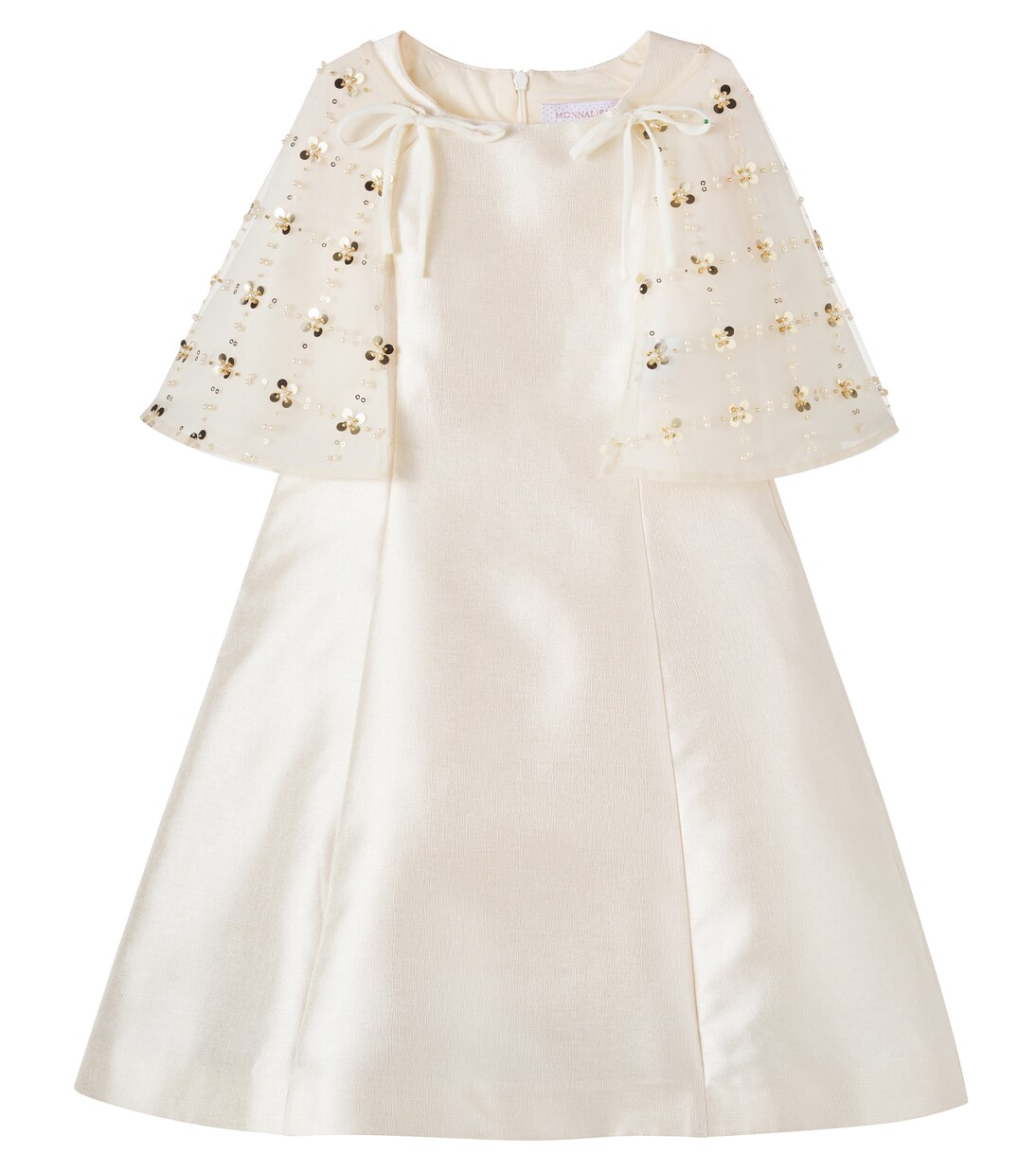 Caped sequined satin dress | Monnalisa