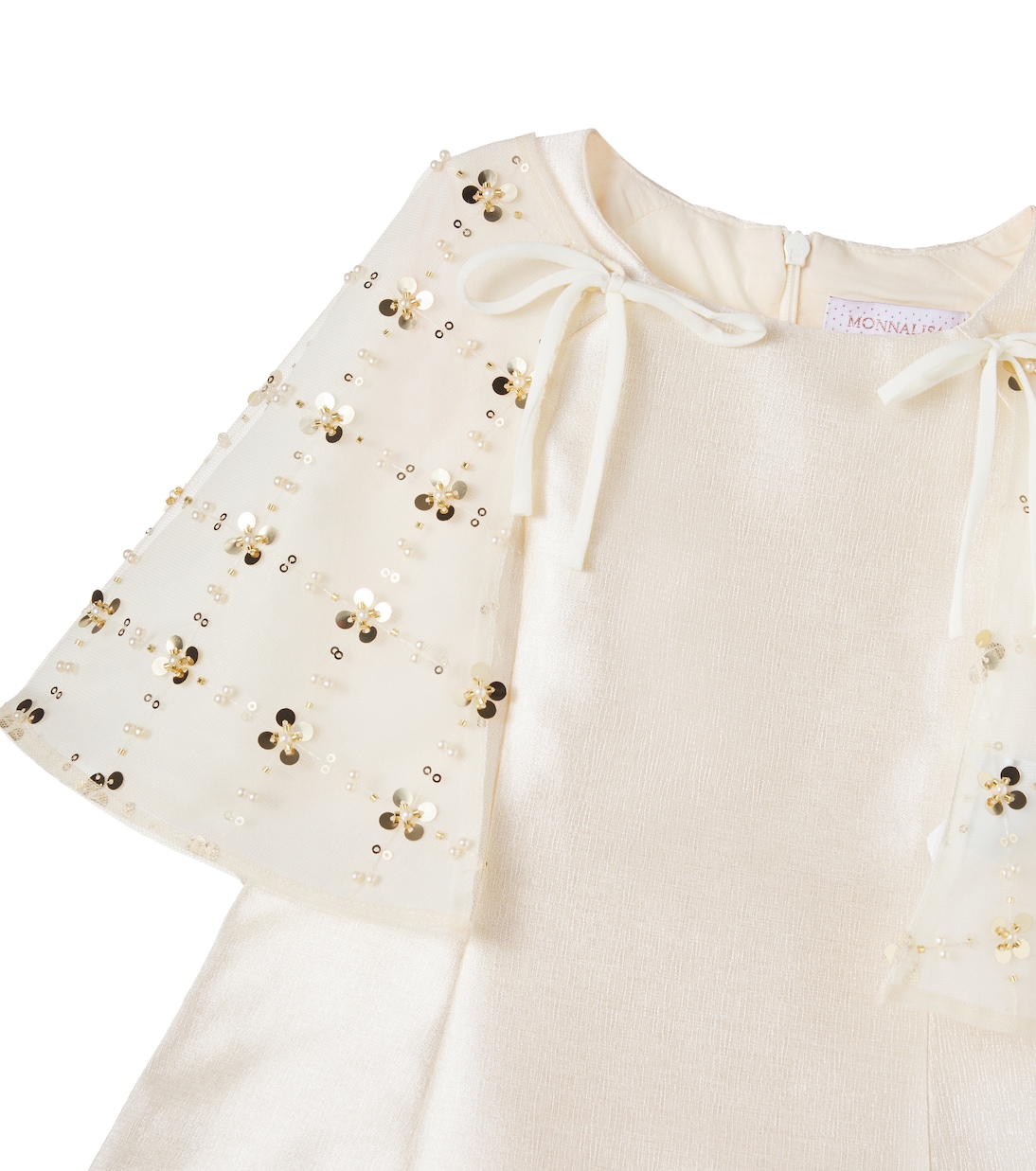 Caped sequined satin dress | Monnalisa