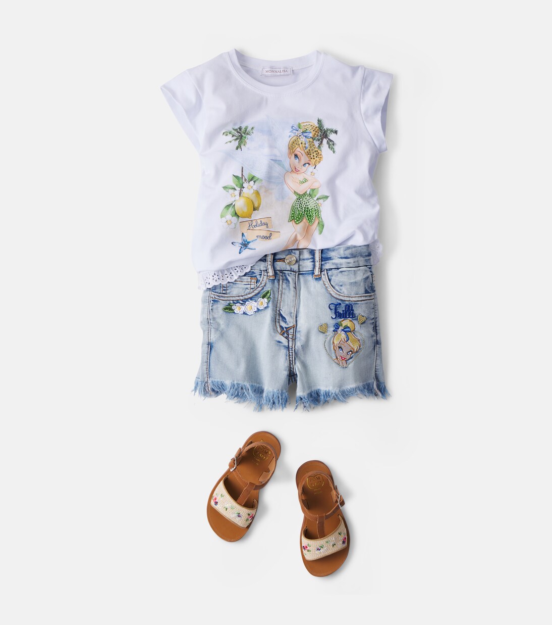 x Disney® embroidered denim shorts | Monnalisa