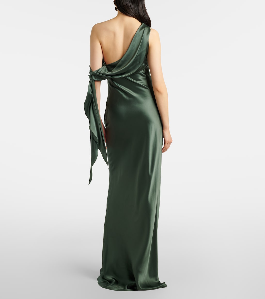 Draped asymmetric silk satin gown | The Sei