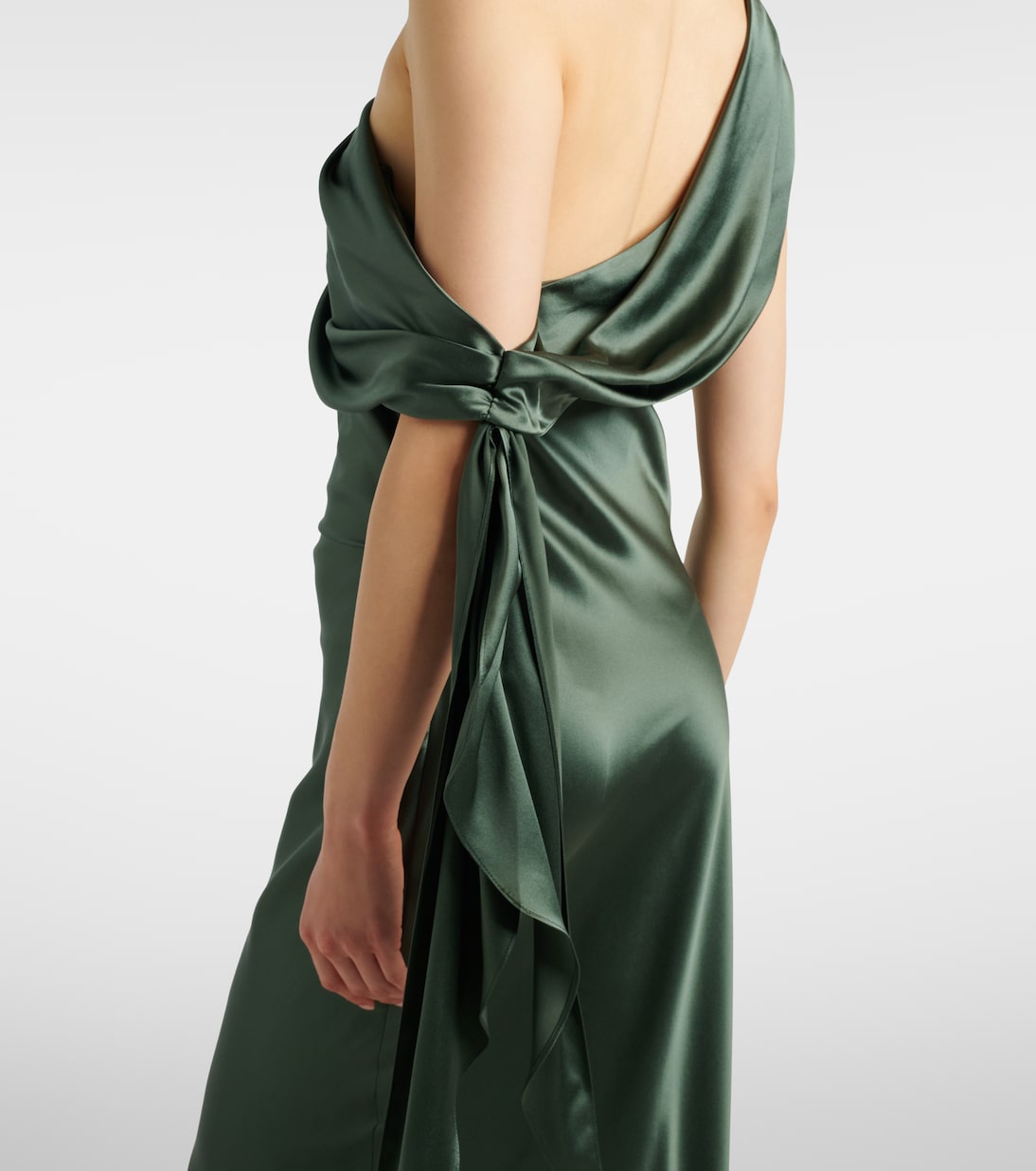 Draped asymmetric silk satin gown | The Sei
