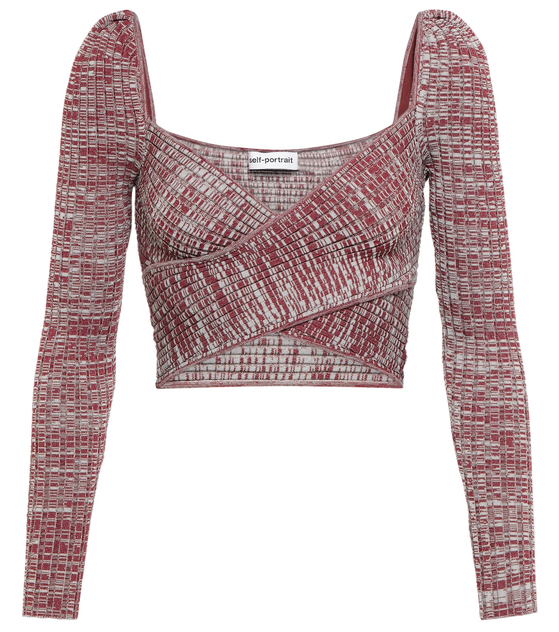Wrapover ribbed-knit crop top | Self-Portrait