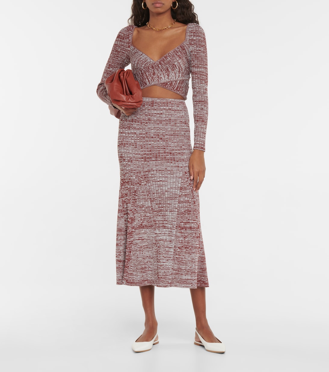 Wrapover ribbed-knit crop top | Self-Portrait