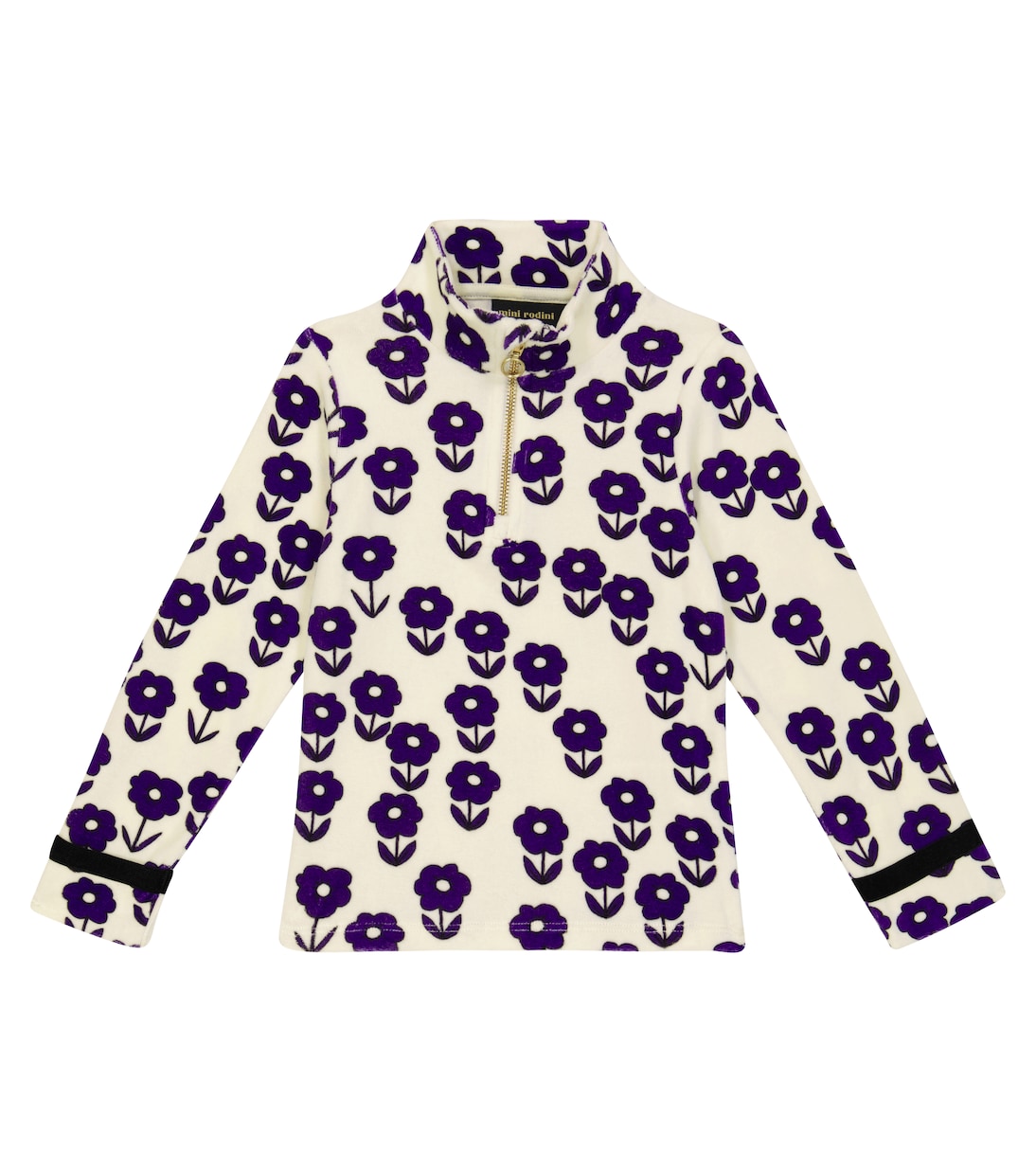 Spaceflower velour half-zip top | Mini Rodini