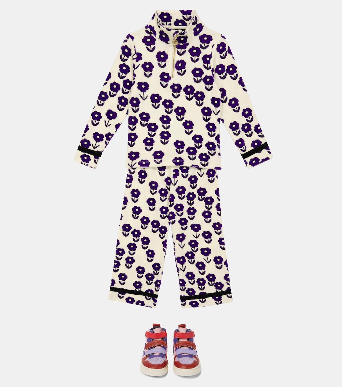 Spaceflower velour half-zip top | Mini Rodini