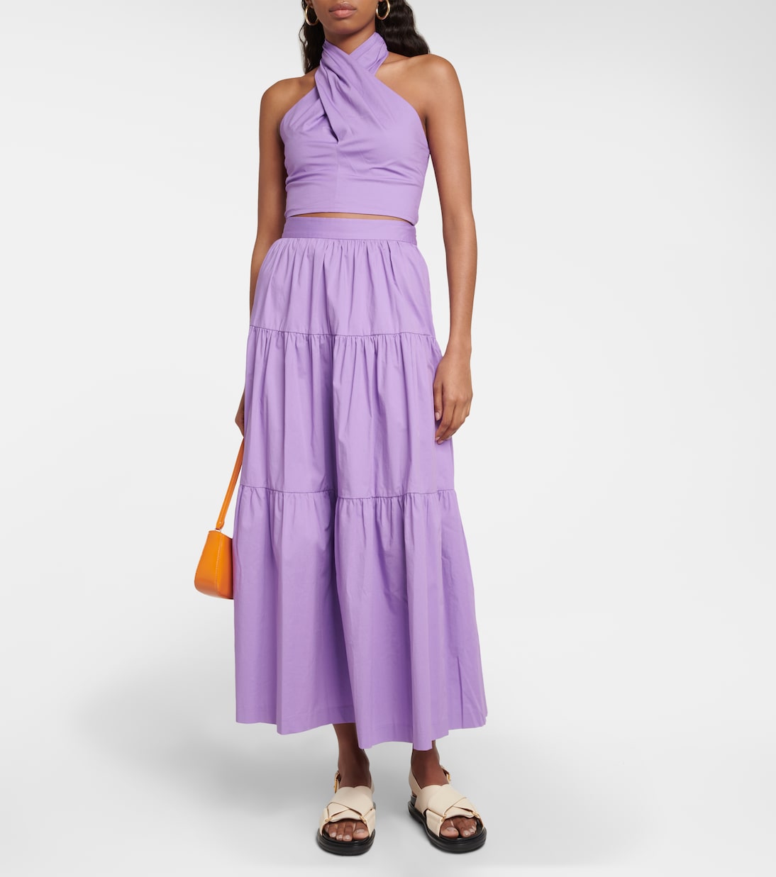 Kai cropped halter-neck cotton top in purple - Staud | Mytheresa