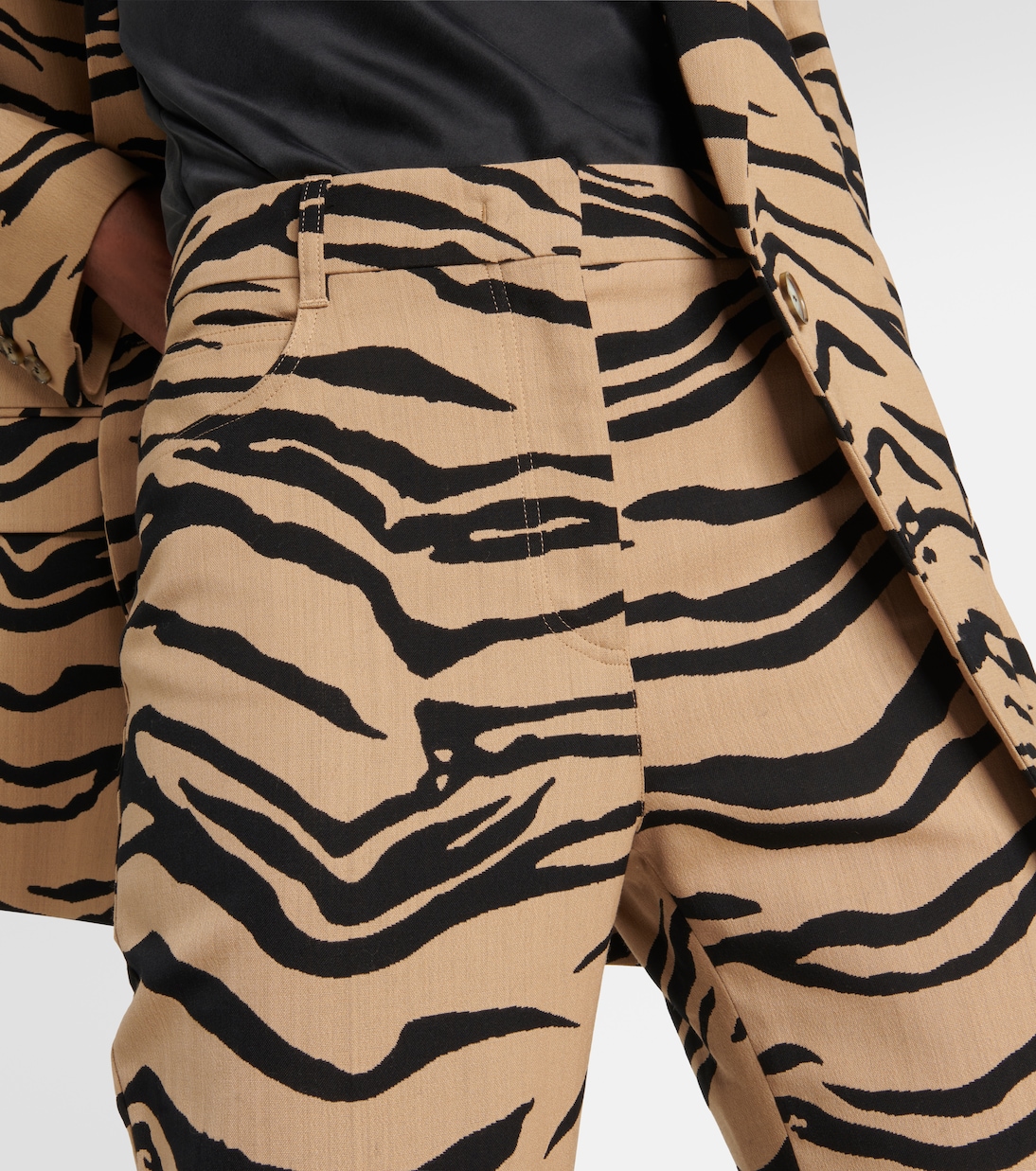 Tiger-print wool-blend flared pants | Stella McCartney
