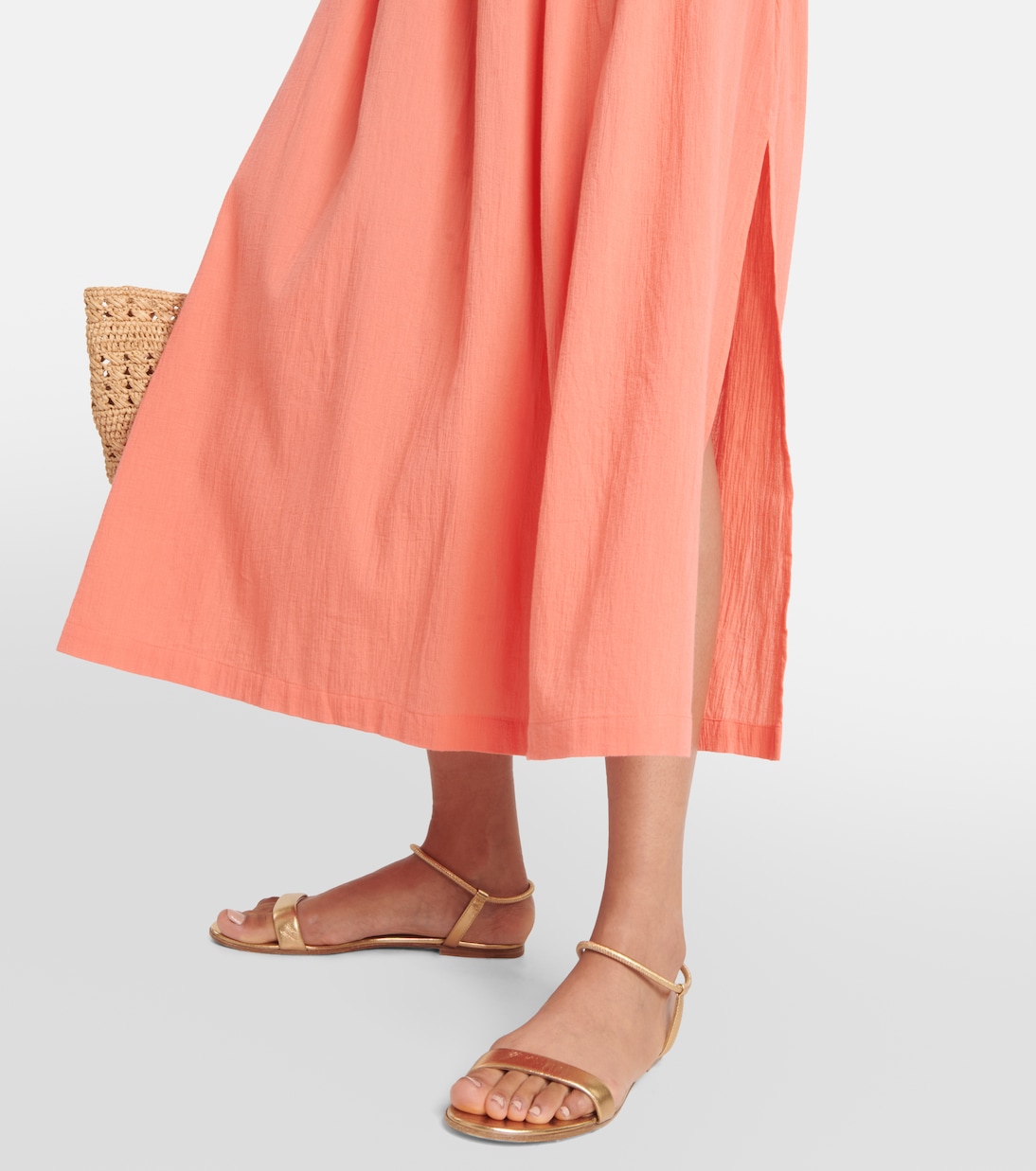 Abito lungo in cotone a punto smock | Heidi Klein
