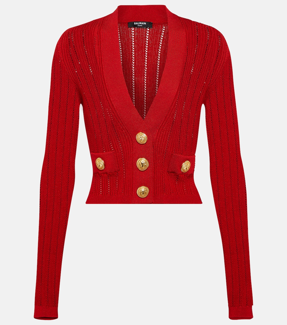 Cropped embellished knit cardigan | Balmain