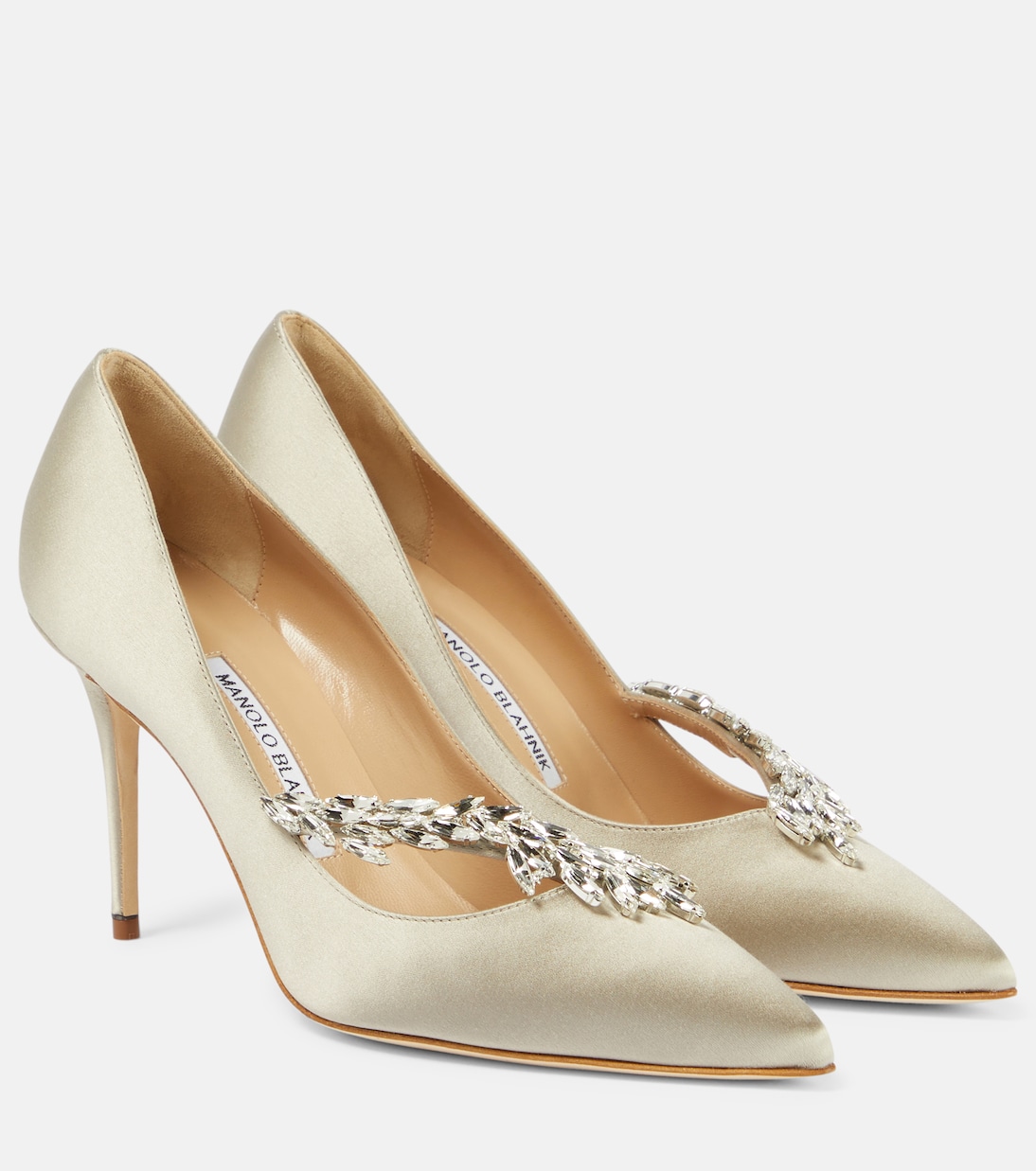 Escarpins Nadira 90 en satin à ornements | Manolo Blahnik