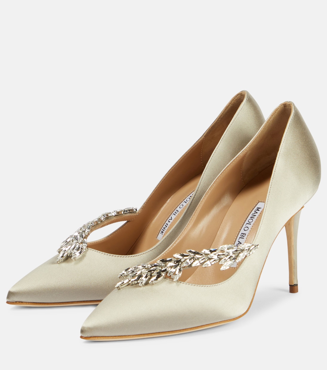 Escarpins Nadira 90 en satin à ornements | Manolo Blahnik