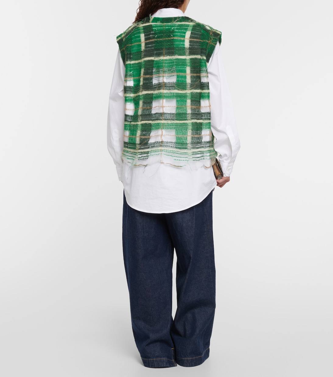 Distressed checked mohair-blend sweater vest | Maison Margiela