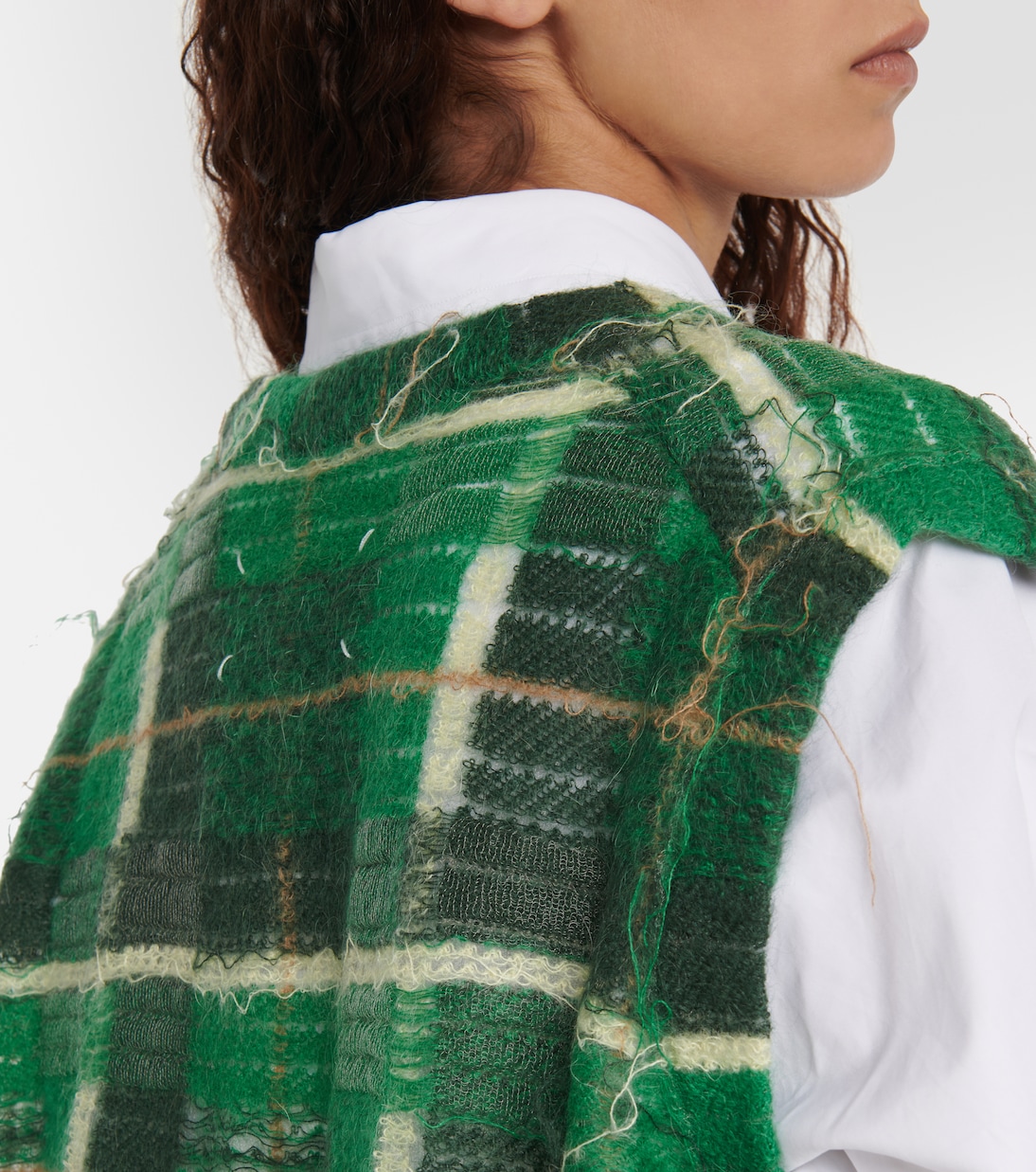 Distressed checked mohair-blend sweater vest | Maison Margiela