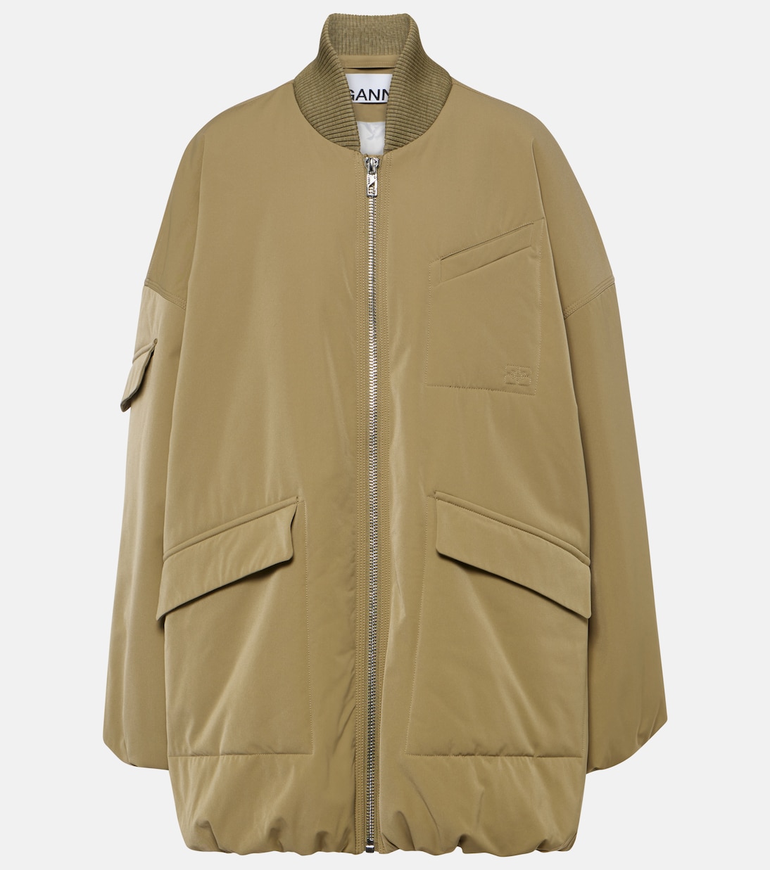 Oversized twill bomber jacket | Ganni
