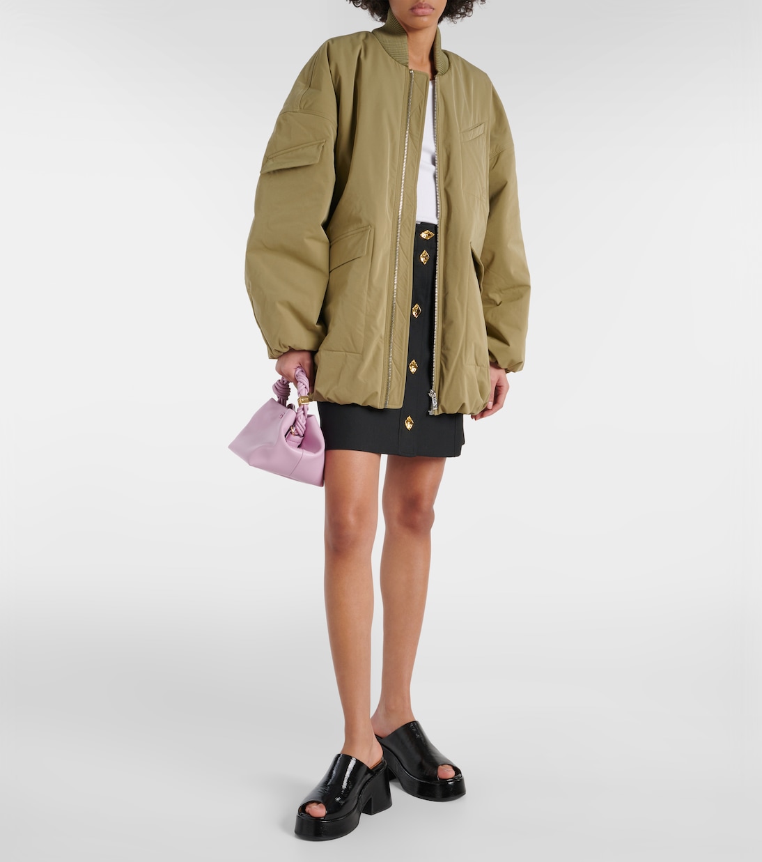 Oversized twill bomber jacket | Ganni