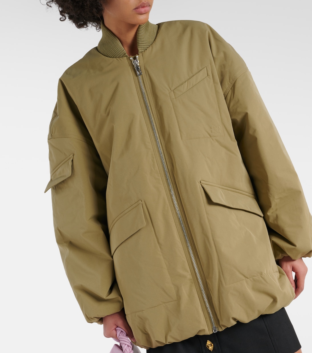 Oversized twill bomber jacket | Ganni